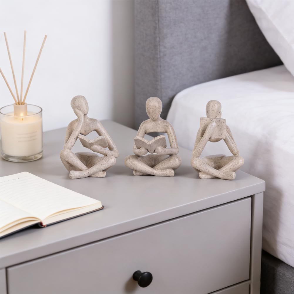 Resin Thinker Sculpture Bookshelf Decor Figurines