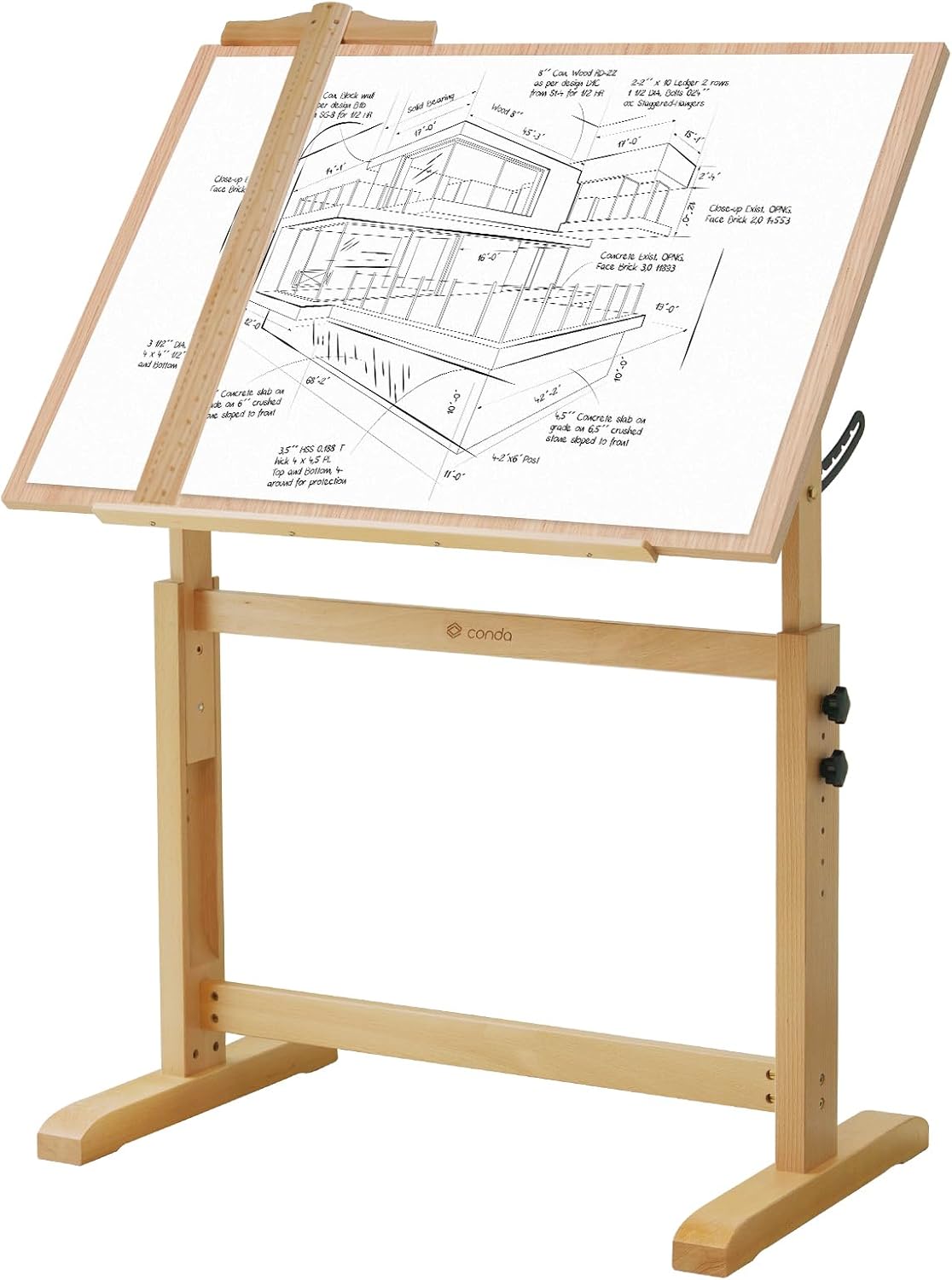 Rustic Wood Adjustable Tilt Architect Drafting Table