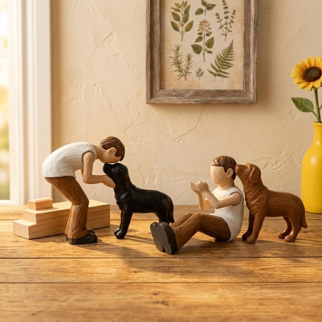Human Dog Resin Sculpture Pet Memorial Home Decor