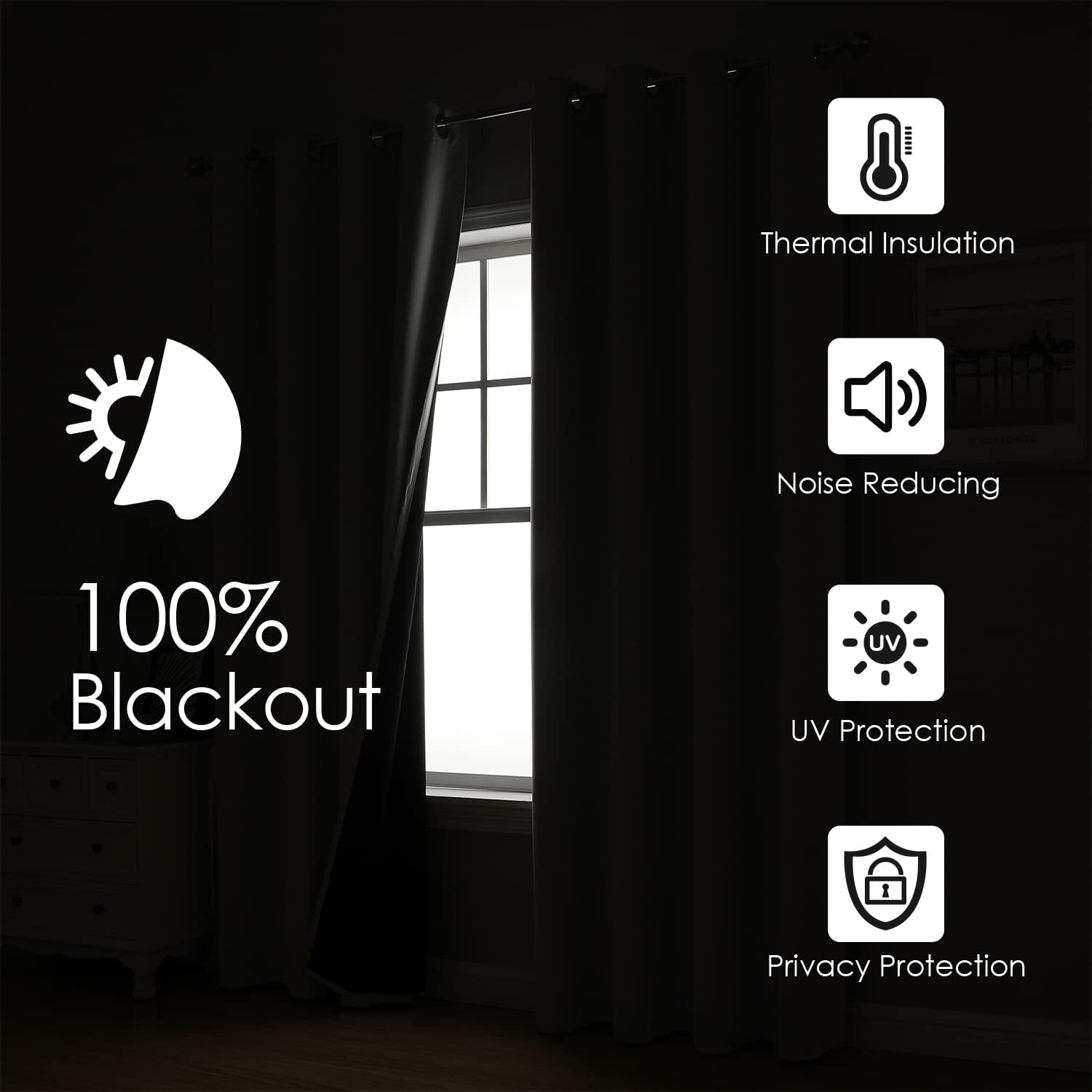 Light Grey Double Layer Blackout Curtain Panels