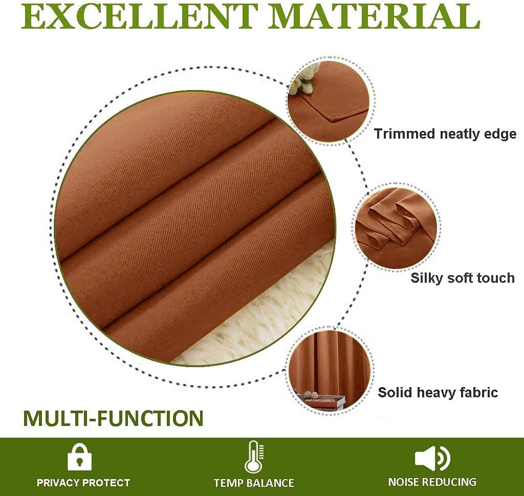 Burnt Orange Thermal Blackout Curtain Panels