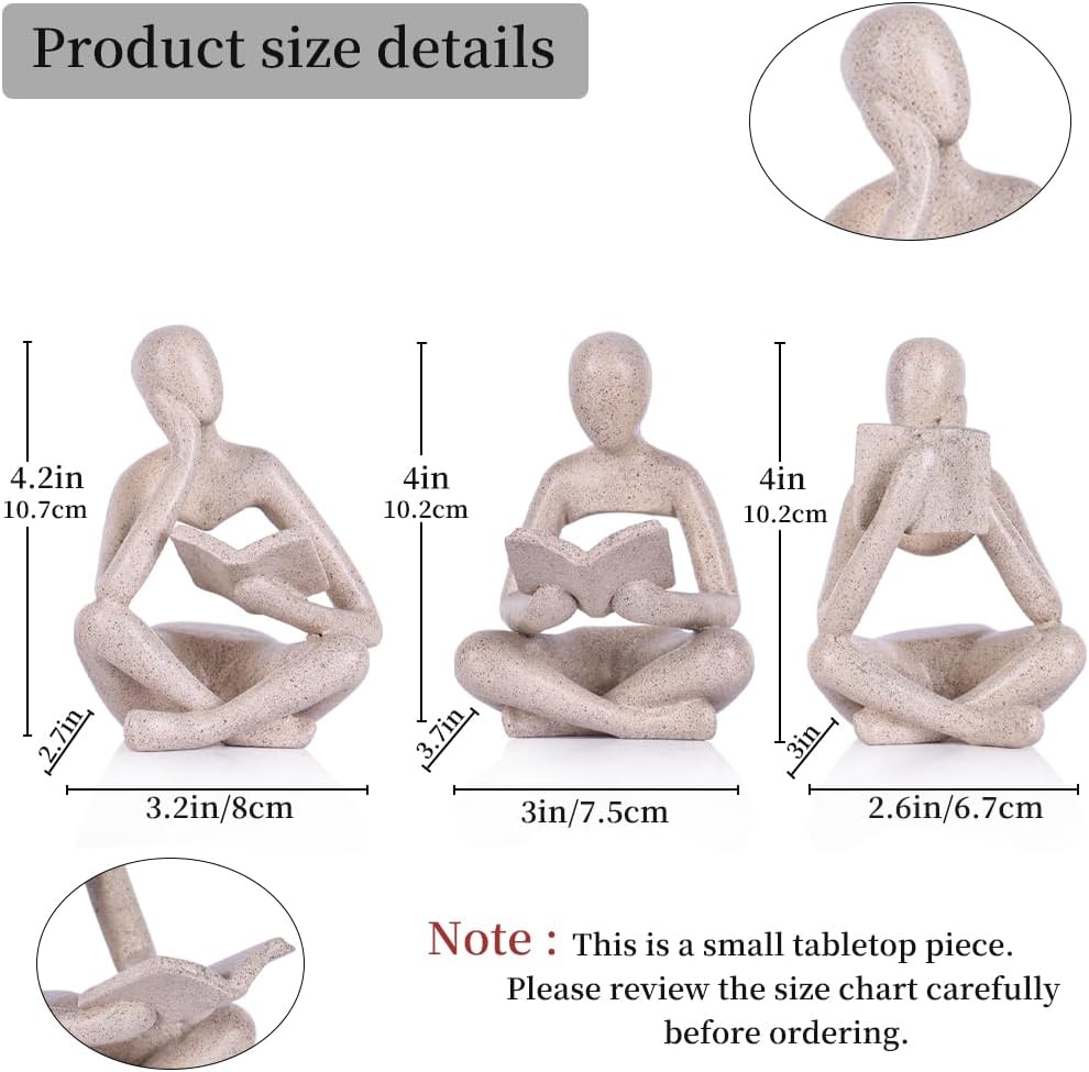 Resin Thinker Sculpture Bookshelf Decor Figurines