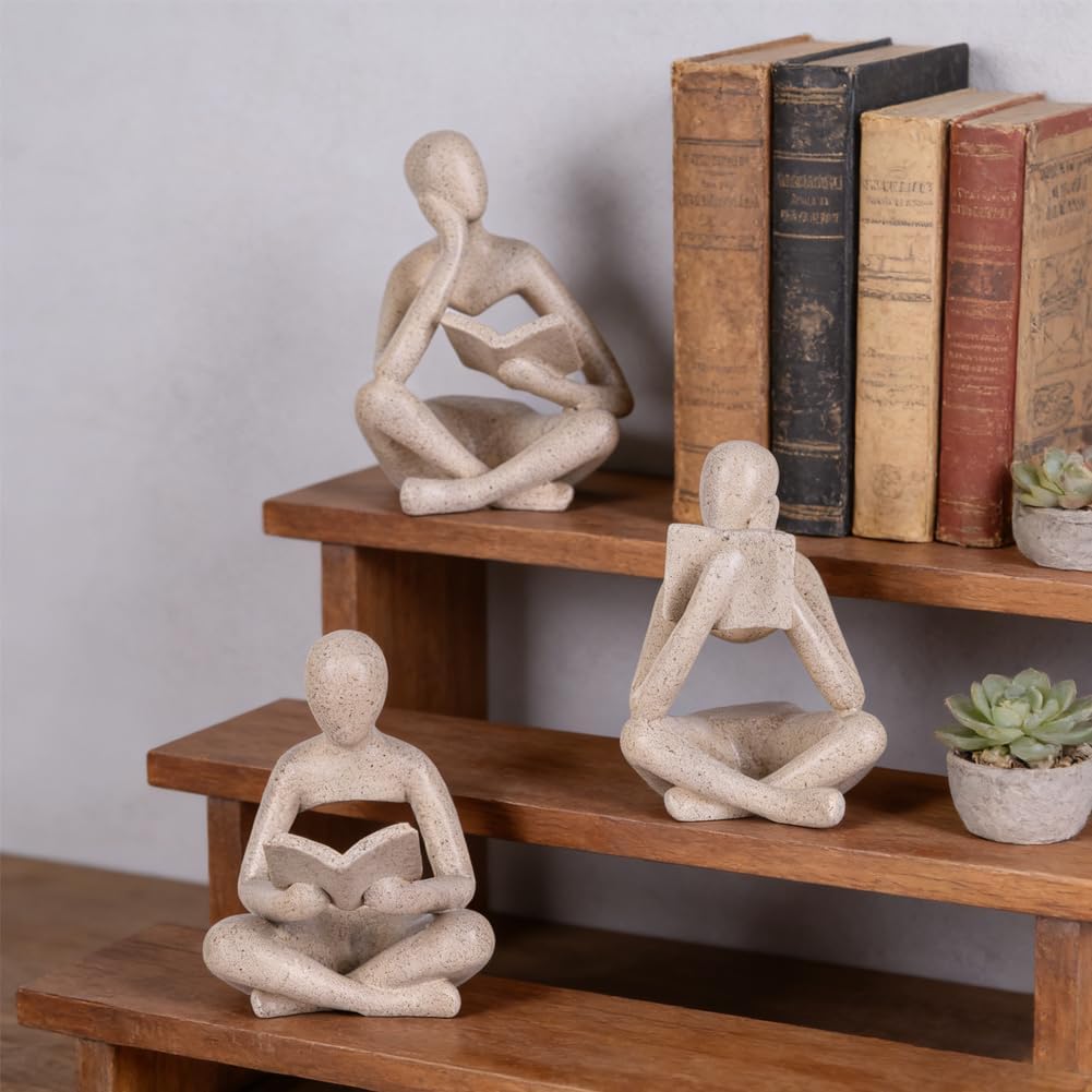Resin Thinker Sculpture Bookshelf Decor Figurines