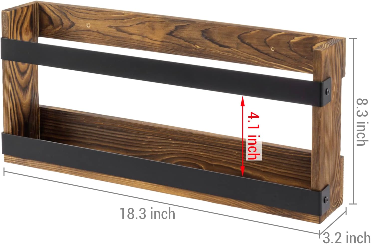 Rustic Wood Metal Magazine Storage Rack