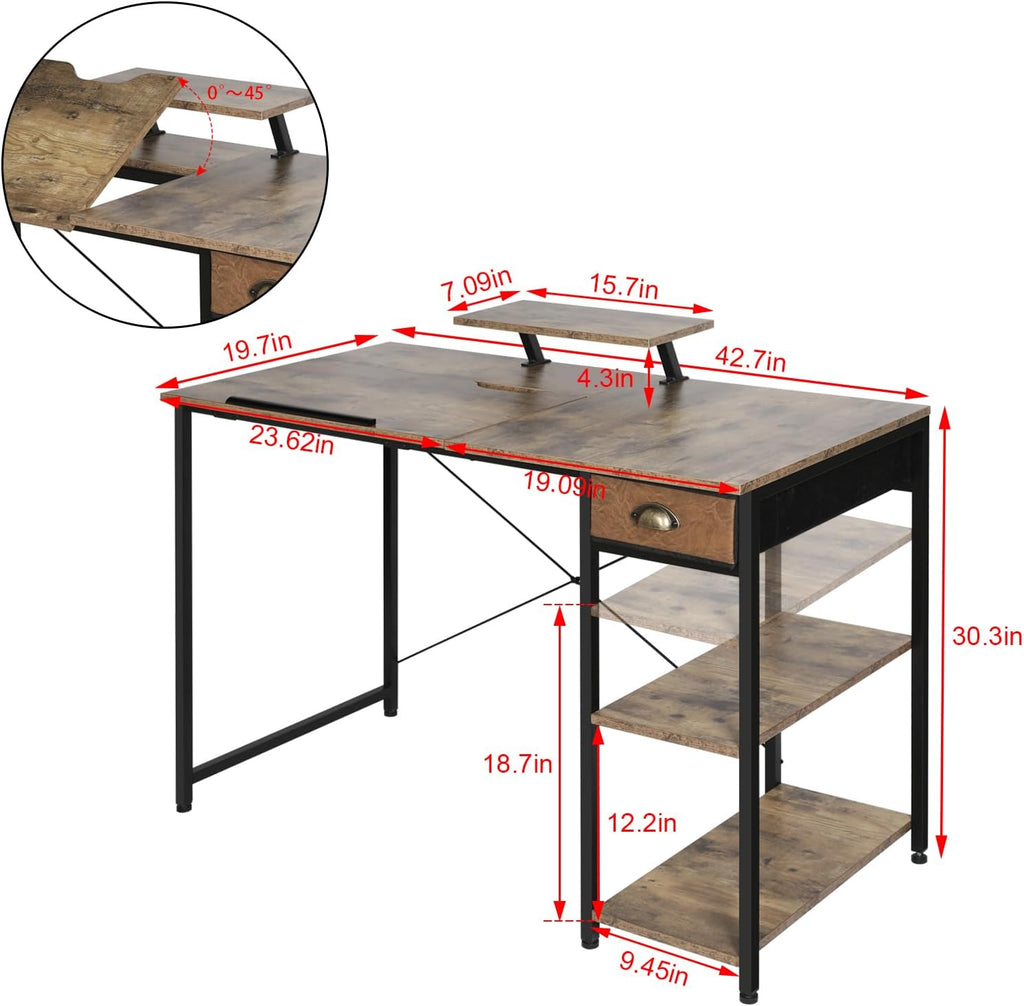 Adjustable Tilt Art Desk With Storage Drawers