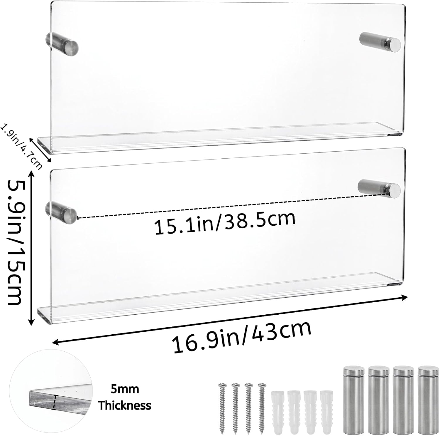 Clear Acrylic Wall Mount Magazine Display Organizer