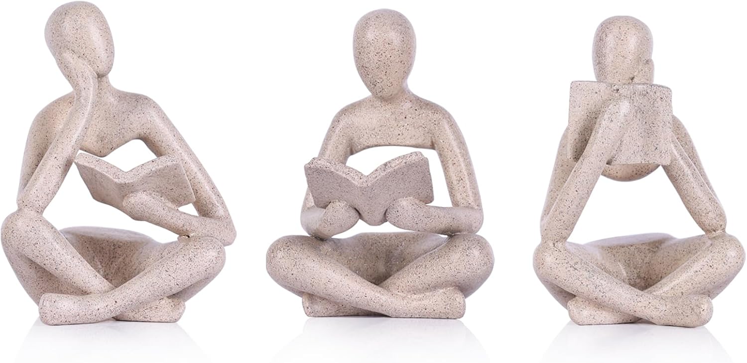 Resin Thinker Sculpture Bookshelf Decor Figurines