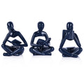Glossy Navy Resin Thinker Statue Set Three