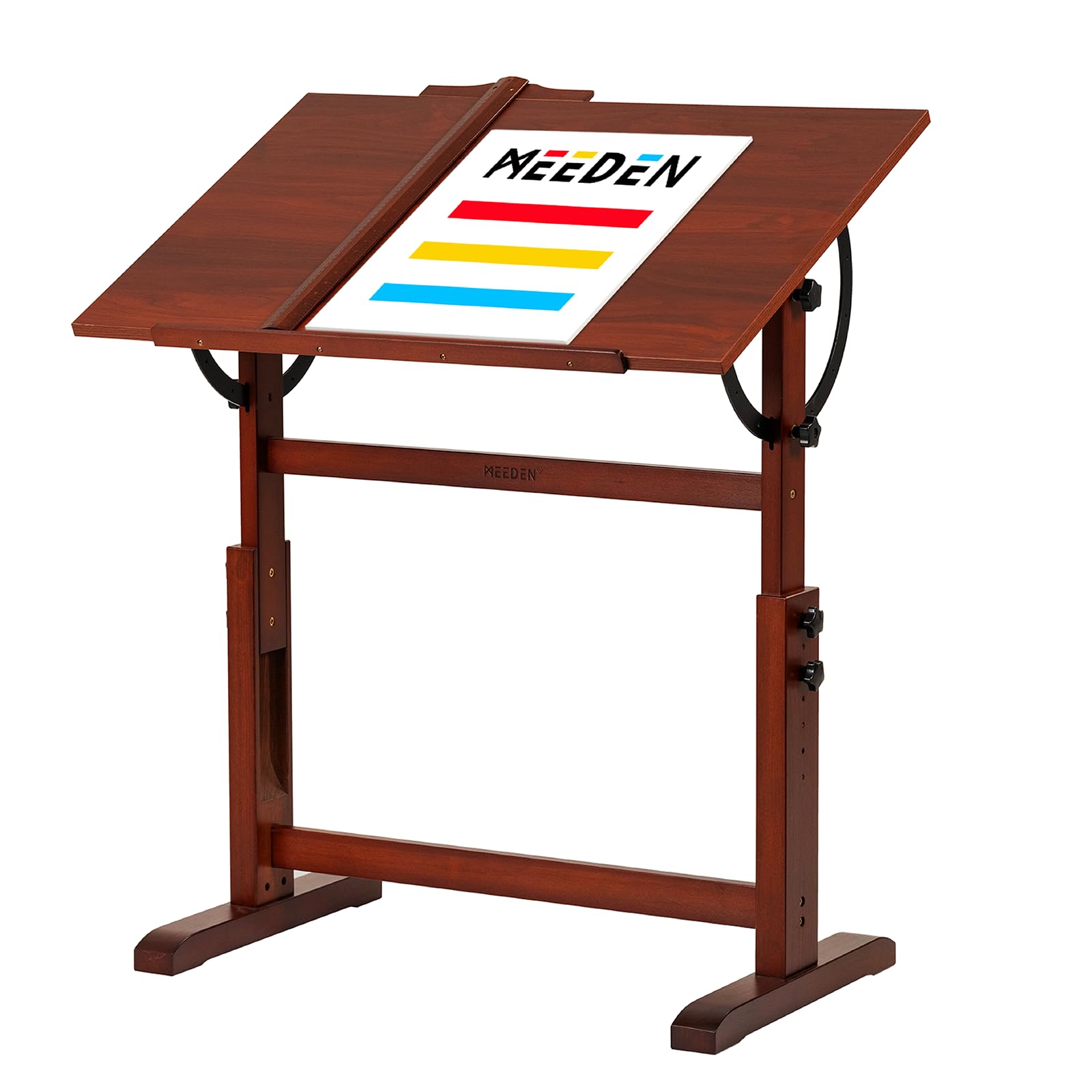 Vintage Wood Tilt Drafting Desk Stool Set