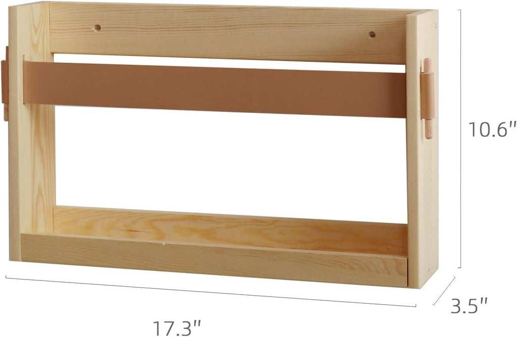 Wood Leather Strap Wall Magazine File Holder