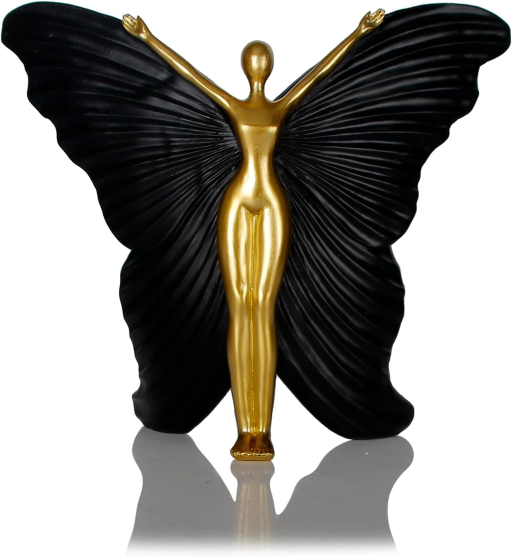 Black Butterfly Fairy Resin Table Decor Sculpture