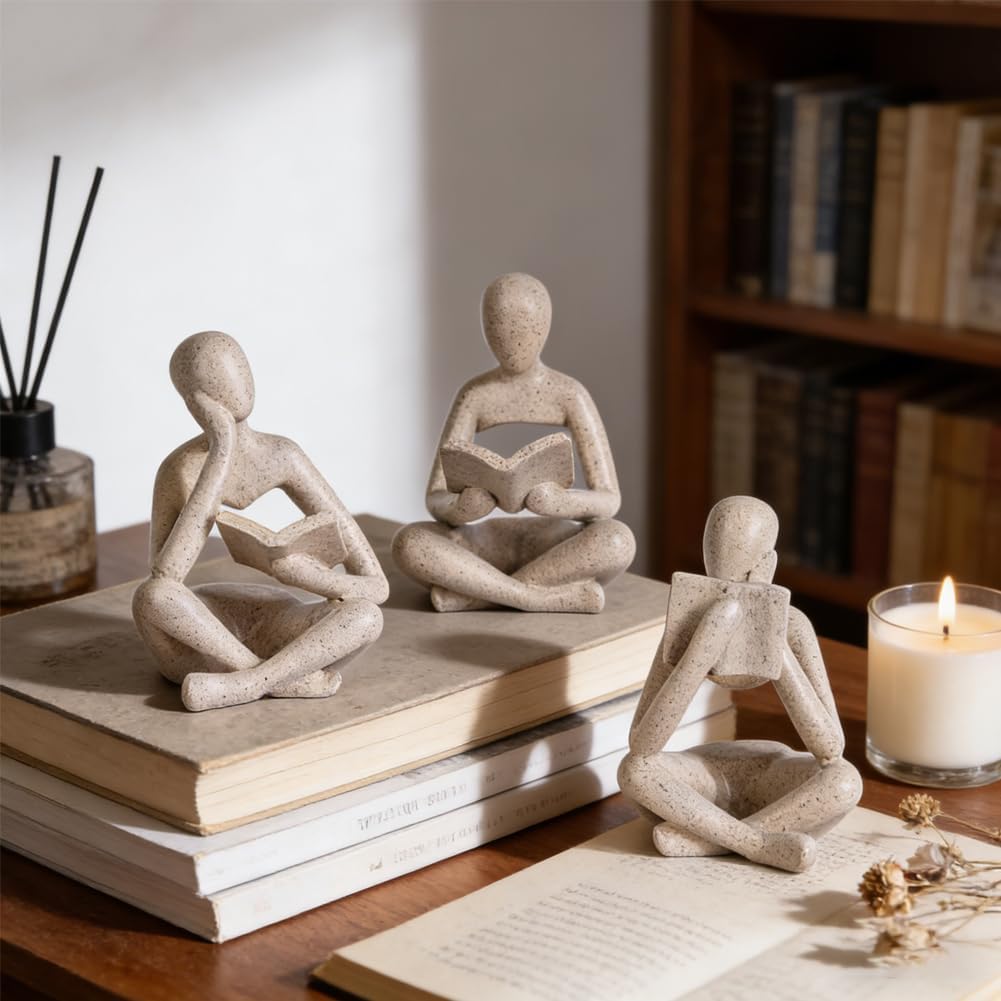 Resin Thinker Sculpture Bookshelf Decor Figurines