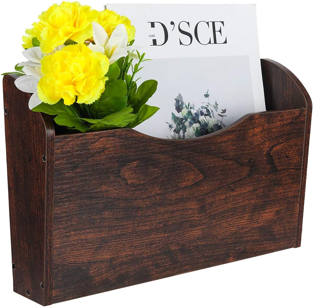 Brown Wood 2 Pocket Wall File Organizer