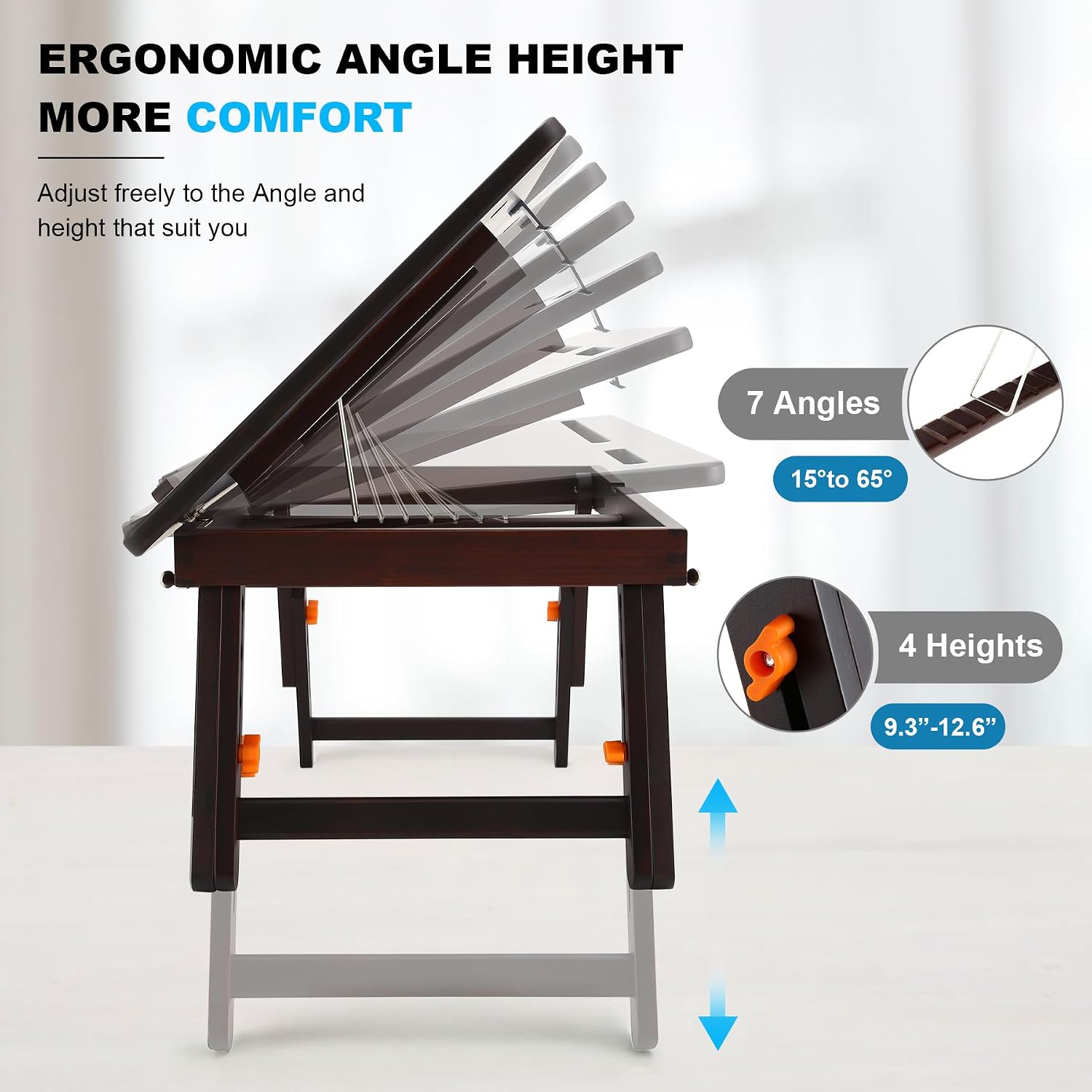 Foldable Bamboo Adjustable Drafting Drawing Desk