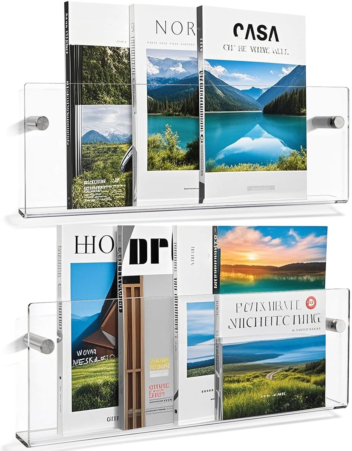 Clear Acrylic Wall Mount Magazine Display Organizer