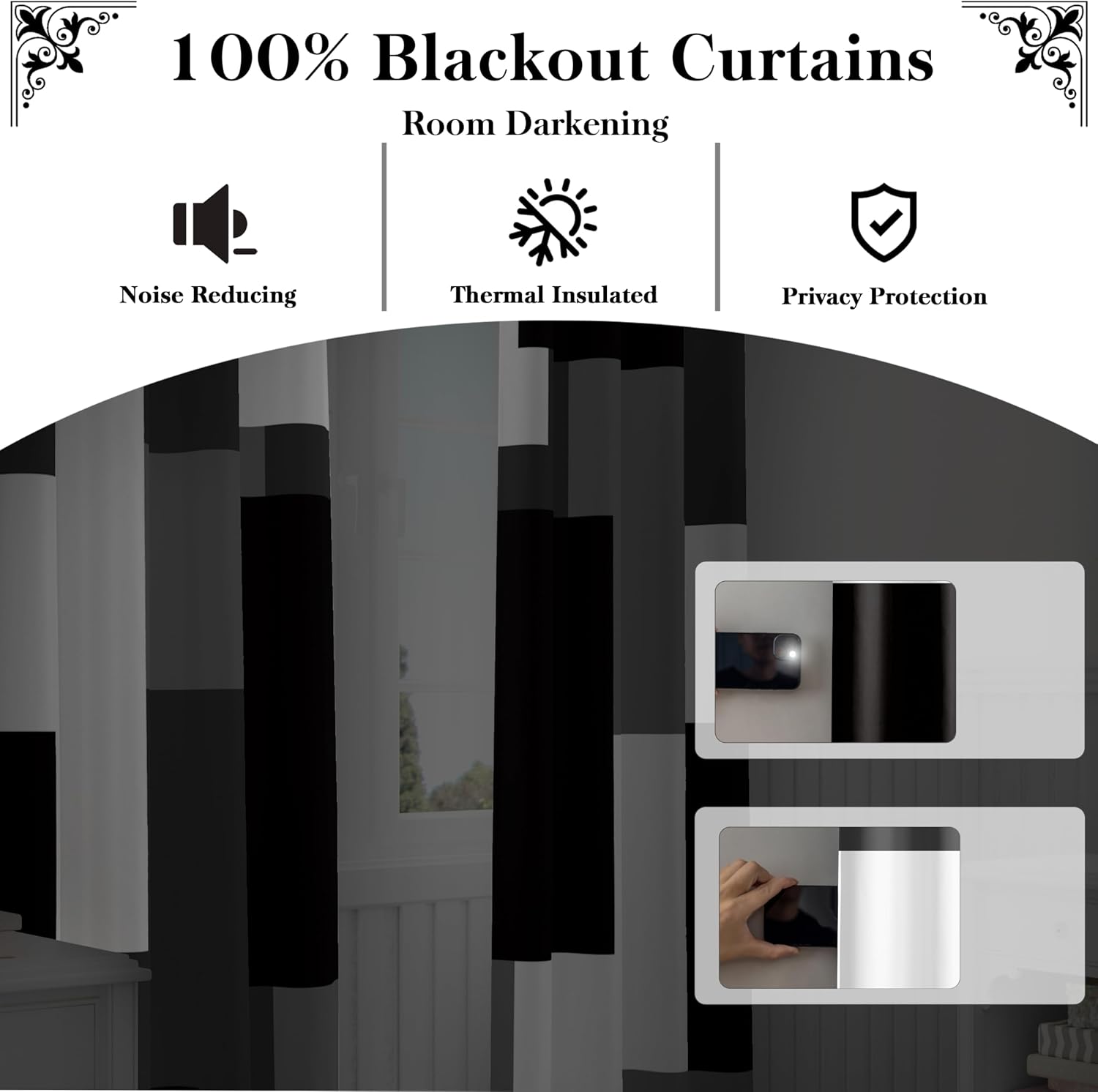 Grey Geometric Blackout Window Curtain Panels