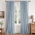 Light Blue Linen Blackout Curtain Panels