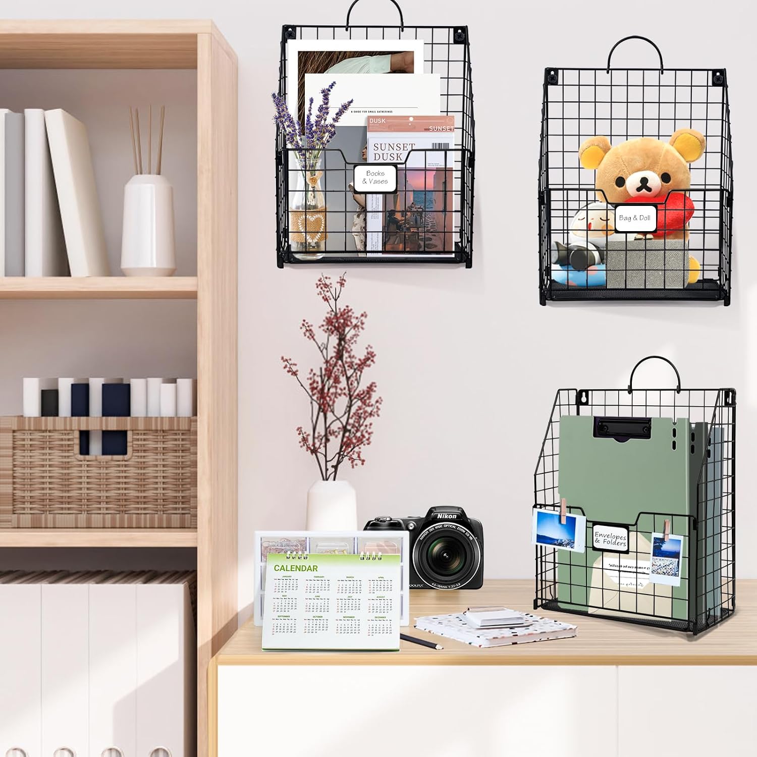 Black Metal Wall Mount File Document Organizer