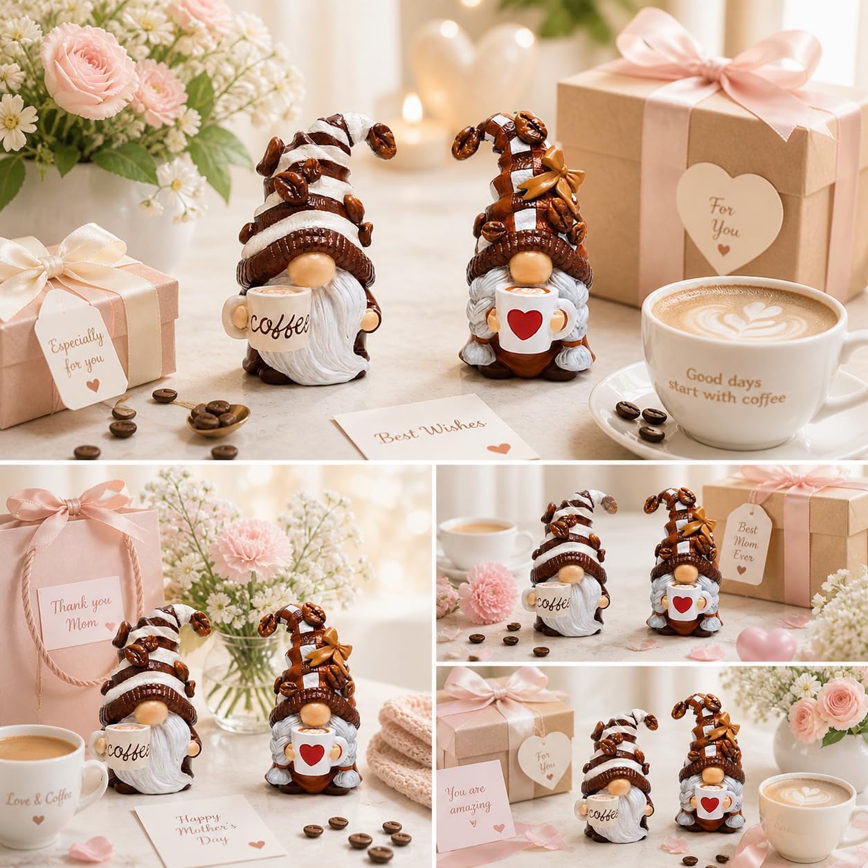 Resin Coffee Gnome Kitchen Farmhouse Decor Figurines
