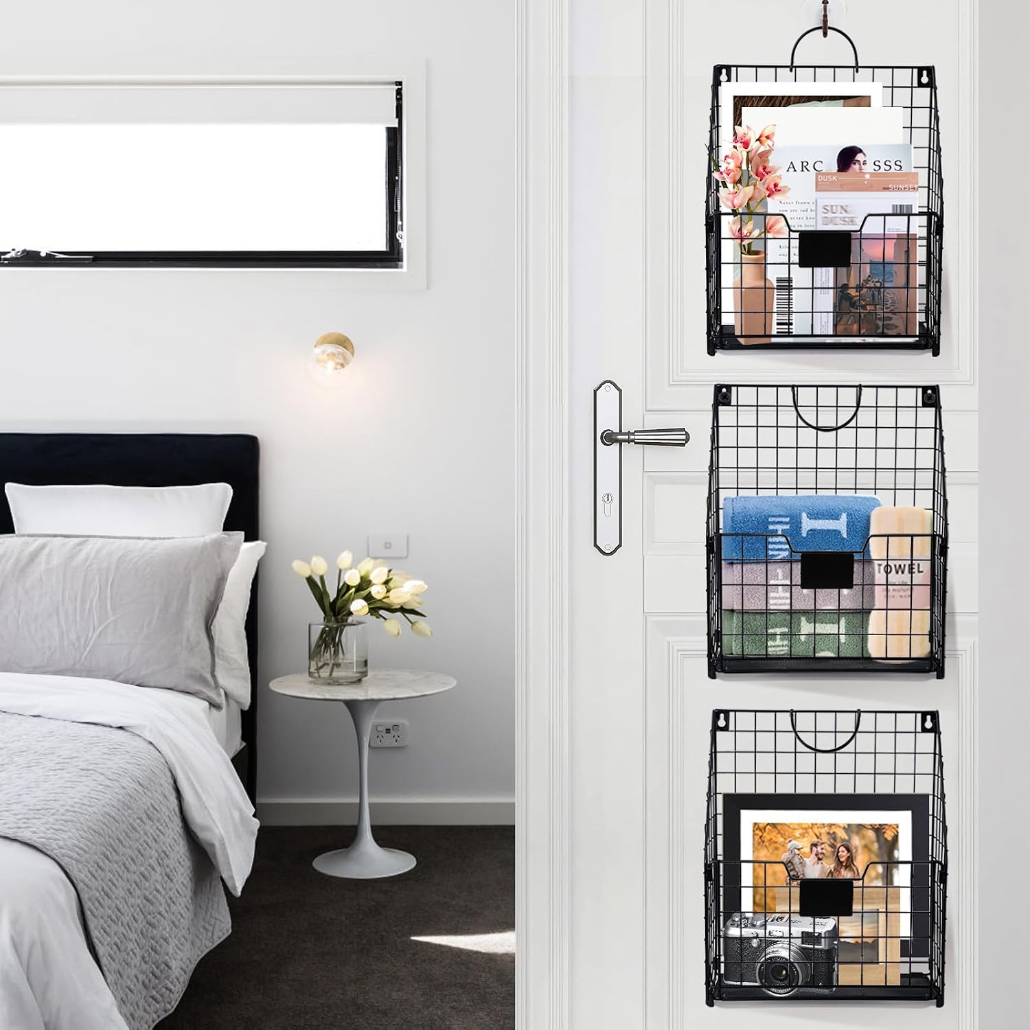 Black Metal Wall Mount File Document Organizer