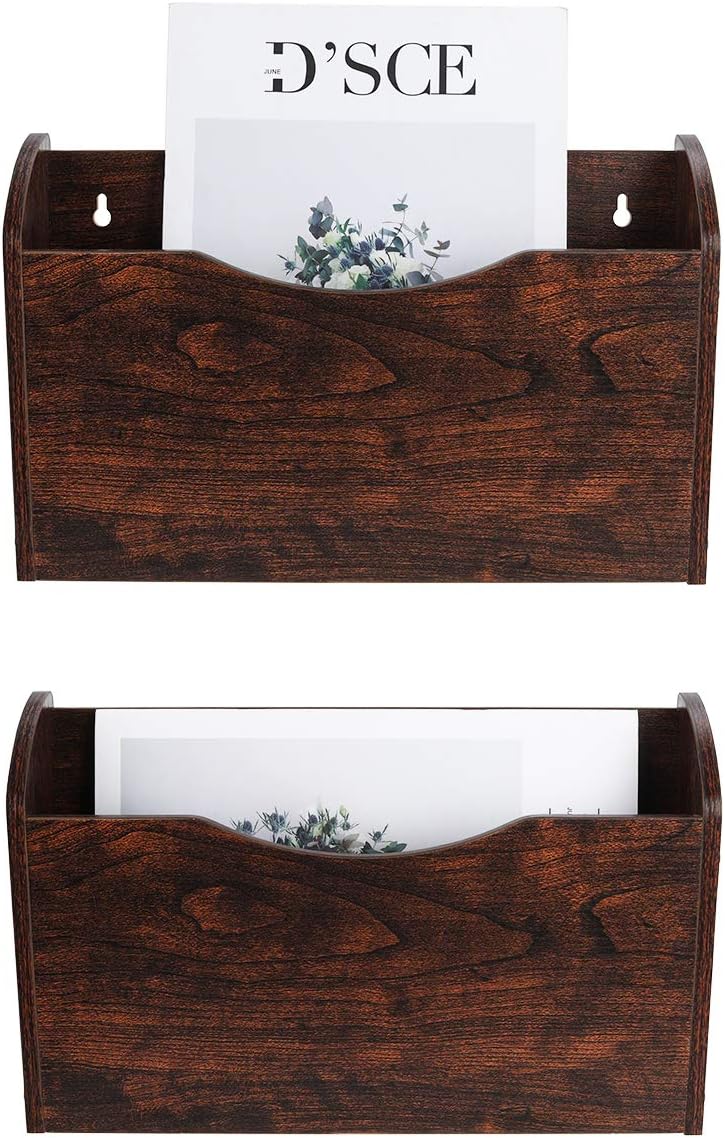 Brown Wood 2 Pocket Wall File Organizer