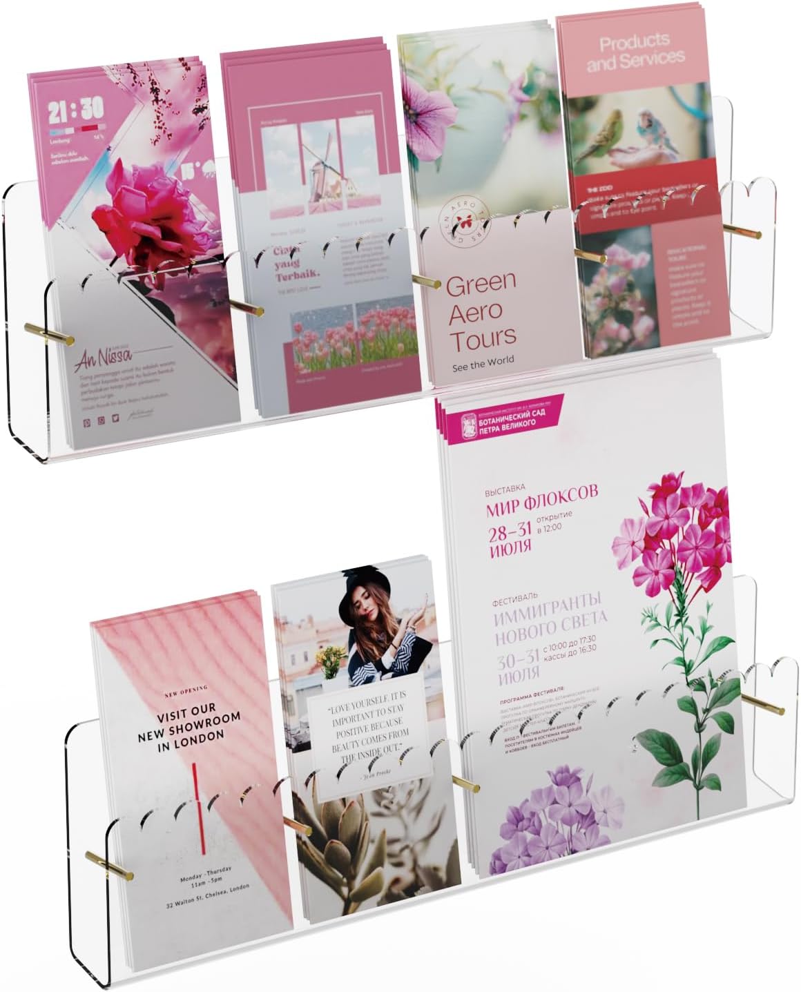 Acrylic Wall Mount Brochure Display Organizer