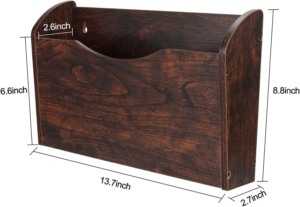 Brown Wood 2 Pocket Wall File Organizer