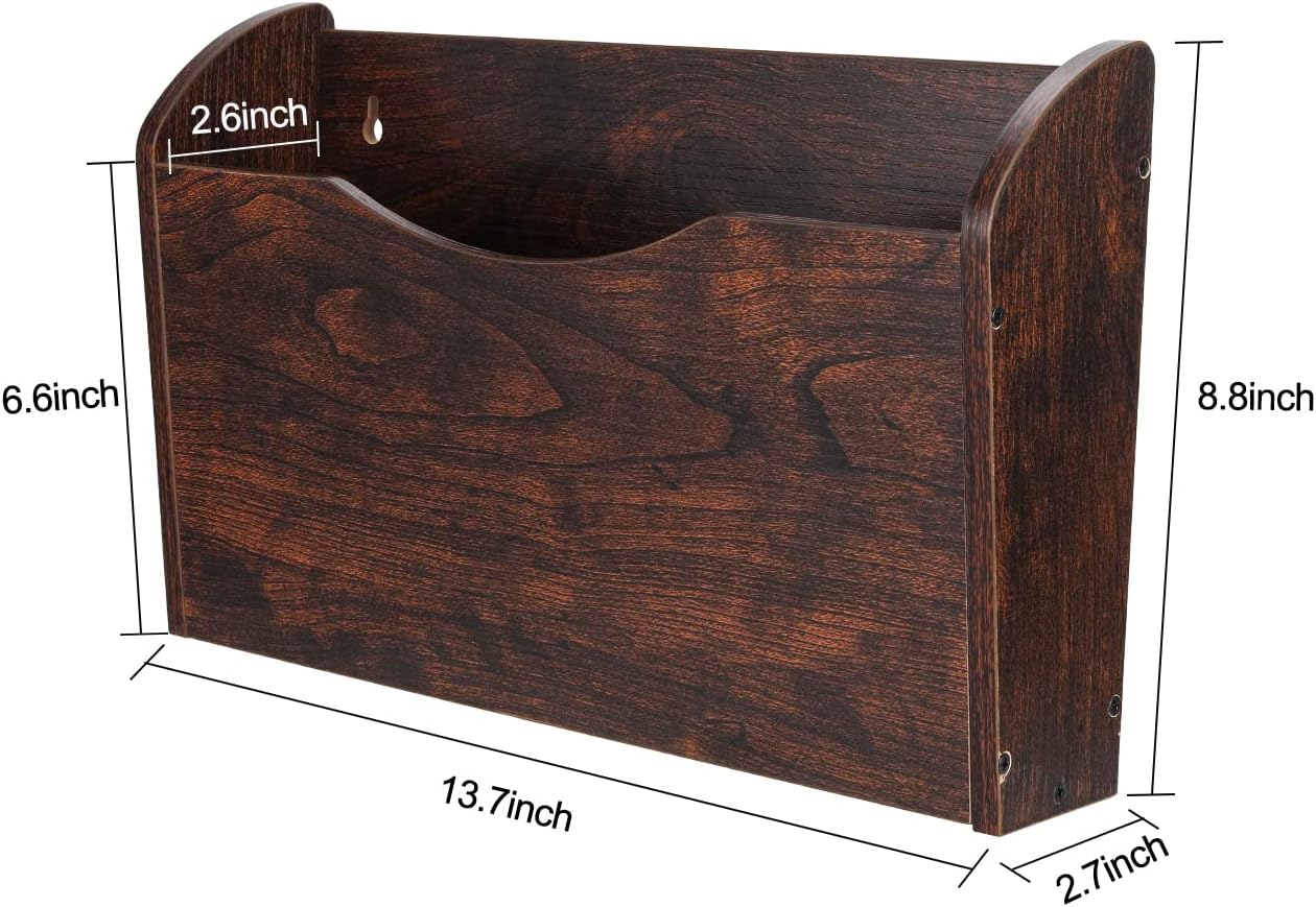 Brown Wood 2 Pocket Wall File Organizer