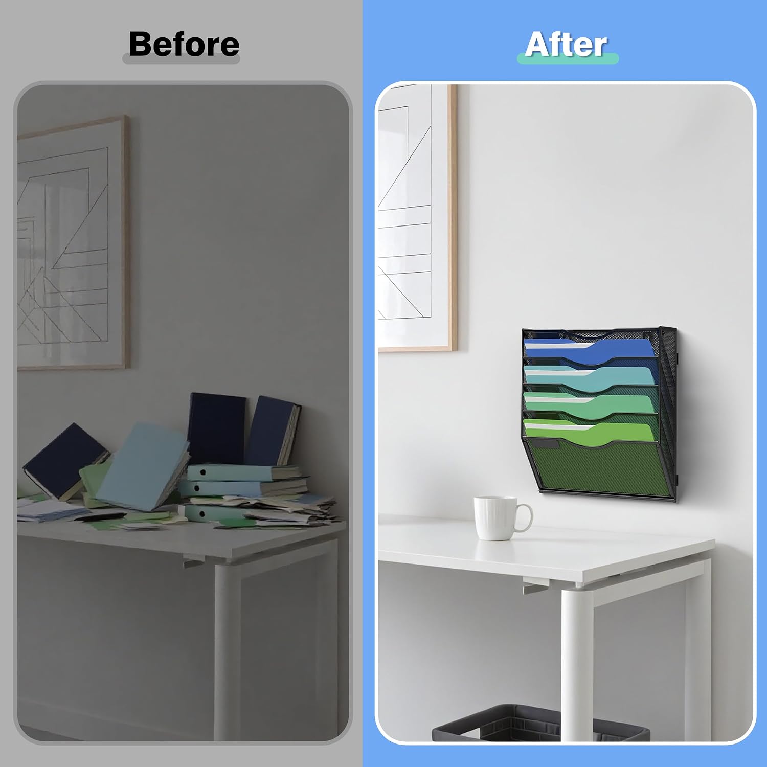 Wall Mount Hanging Magazine File Storage Organizer