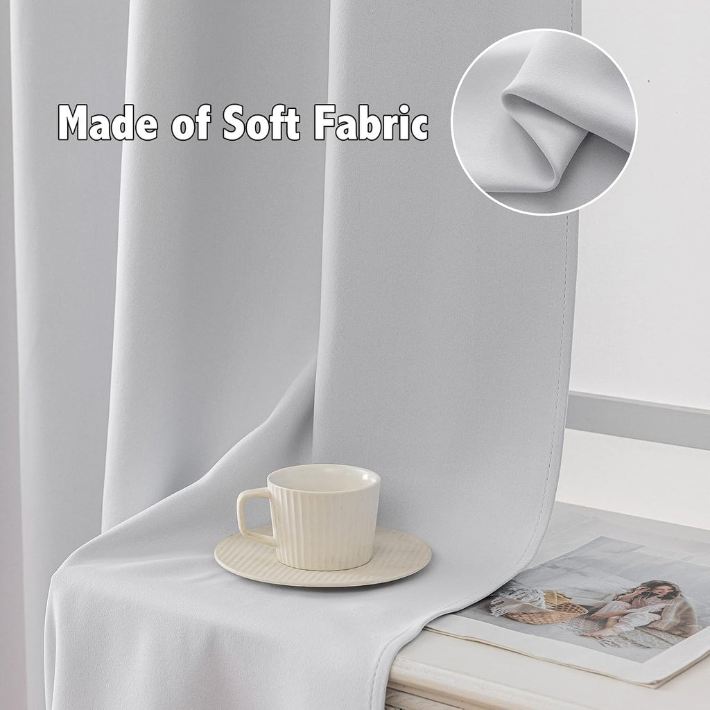Greyish White Thermal Blackout Curtain Panels