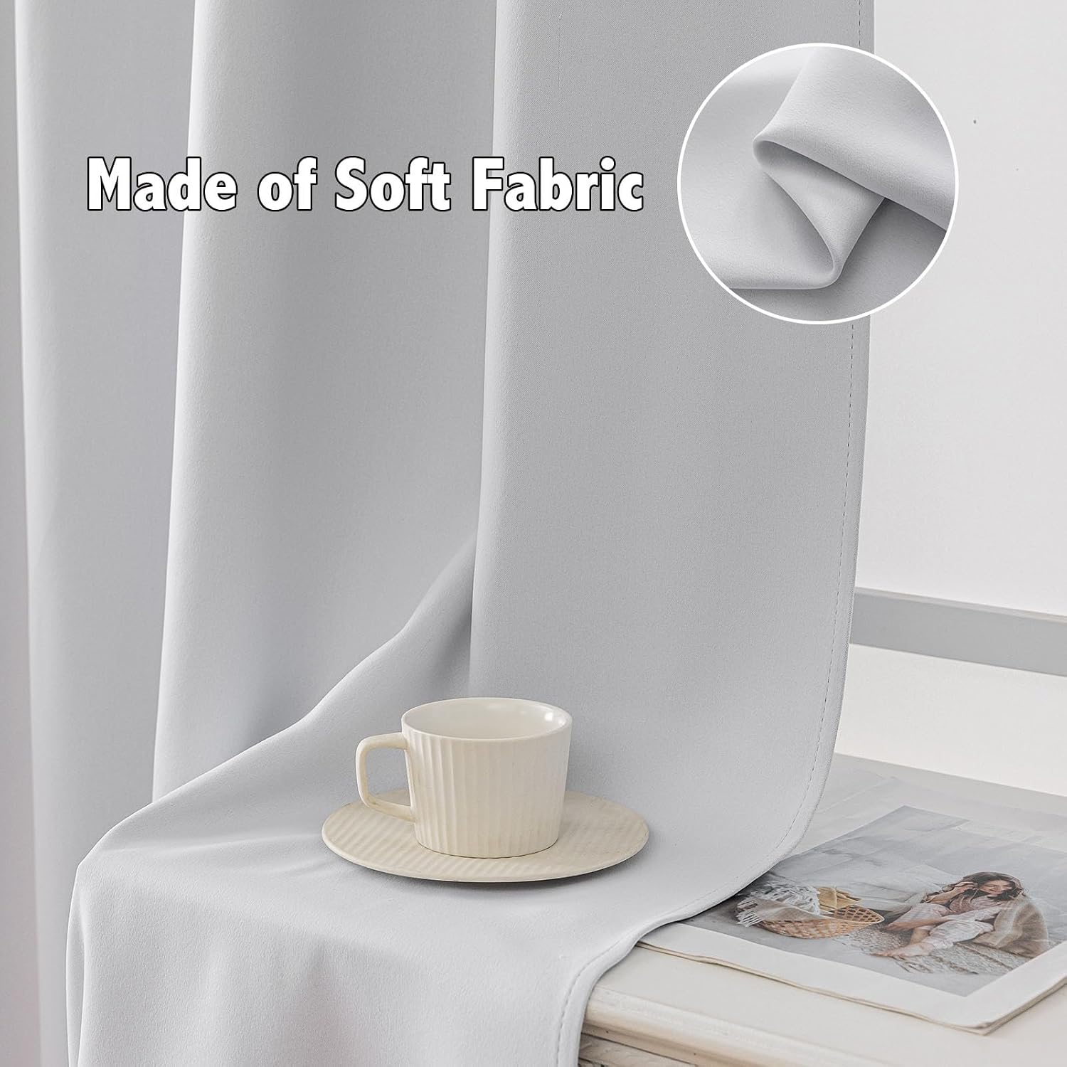 Greyish White Thermal Blackout Curtain Panels