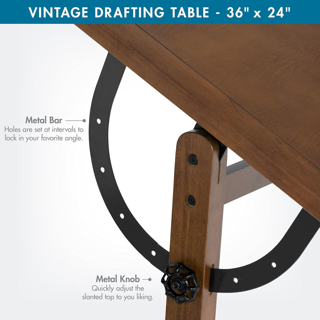 Vintage Rustic Oak Adjustable Drafting Desk