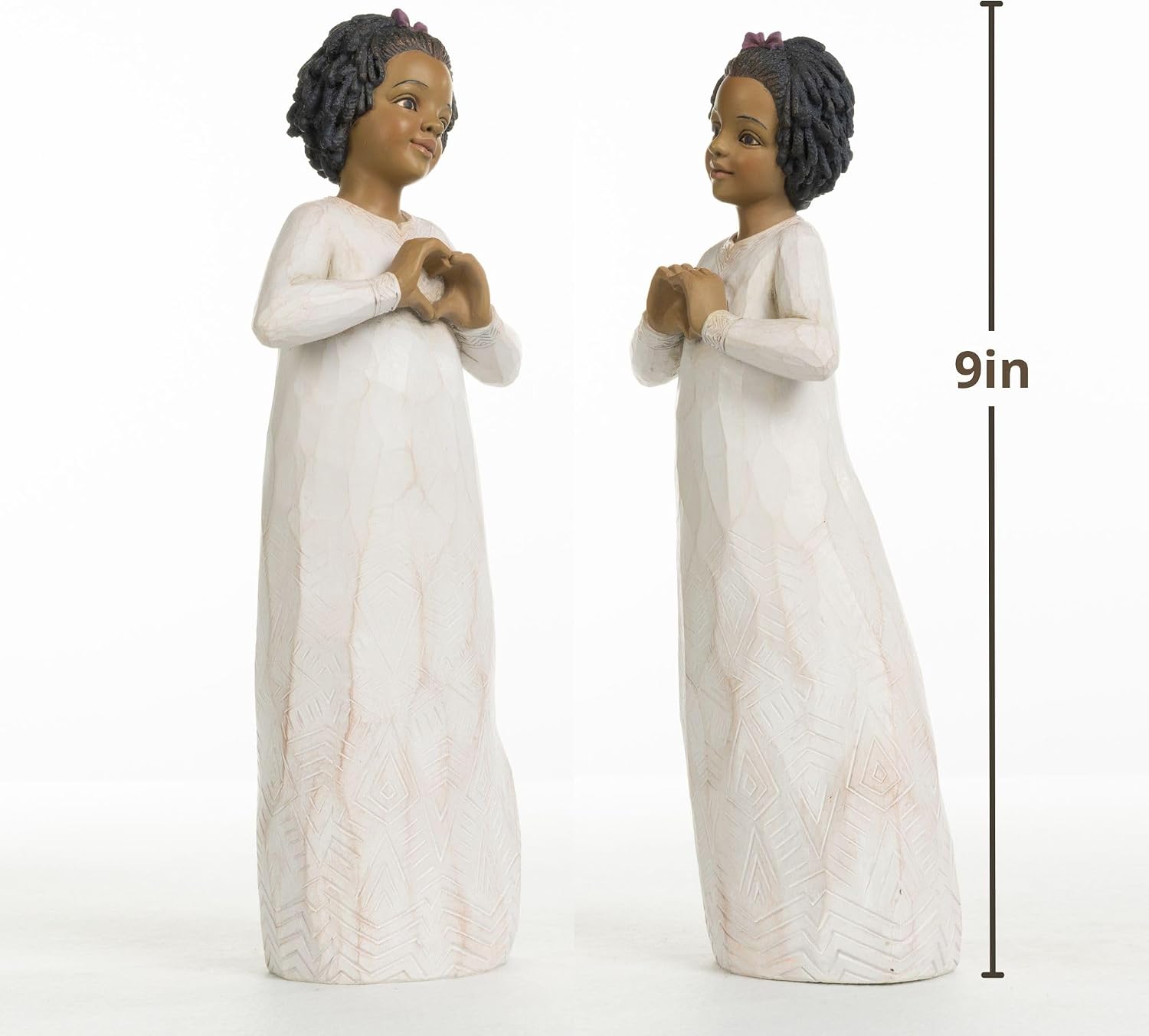 African Girl Heart Gesture Resin Home Decor Figurine