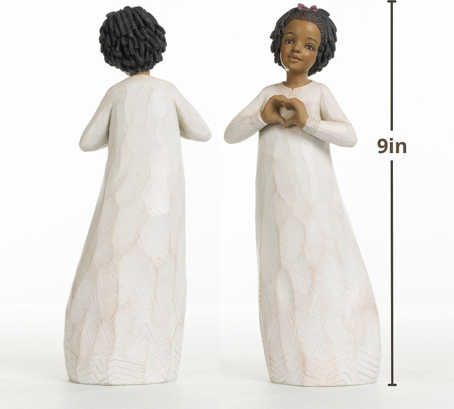 African Girl Heart Gesture Resin Home Decor Figurine