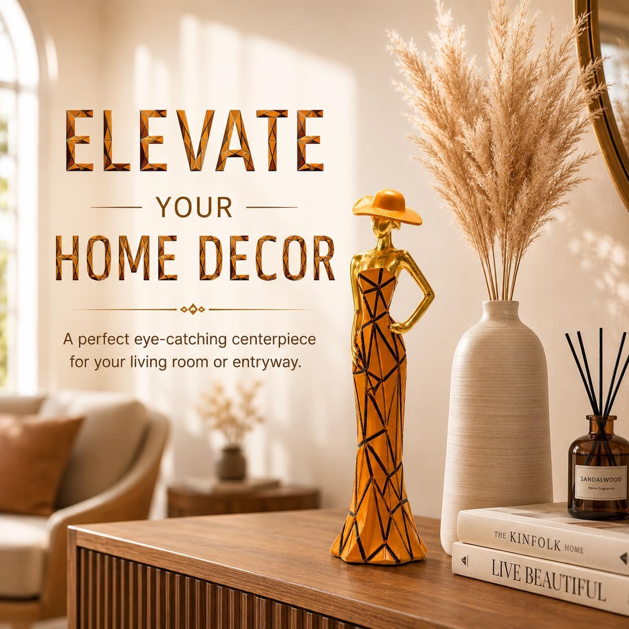 Gold Abstract Female Sculpture Home Decor Figurine