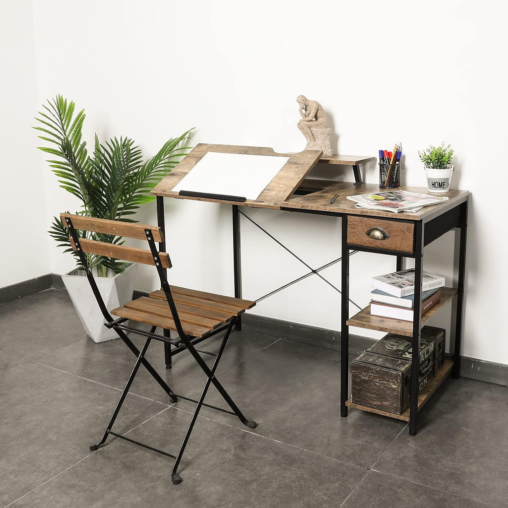 Adjustable Tilt Art Desk With Storage Drawers