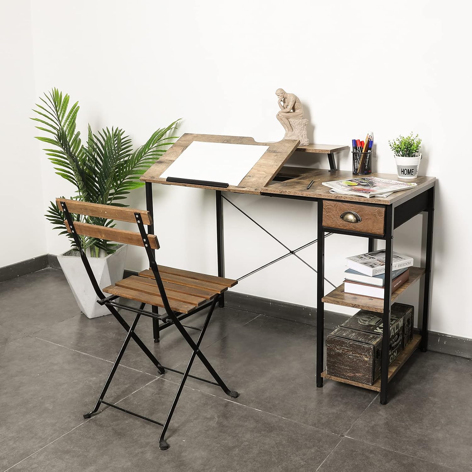 Adjustable Tilt Art Desk With Storage Drawers