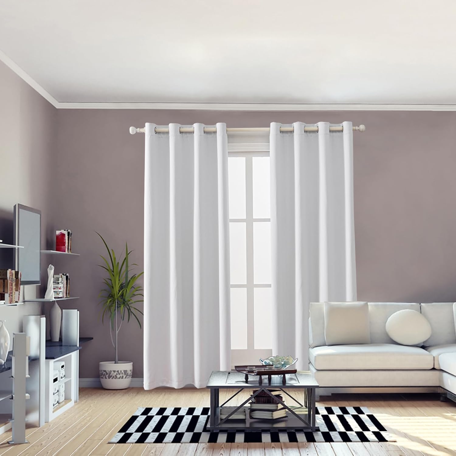 Greyish White Thermal Blackout Curtain Panels