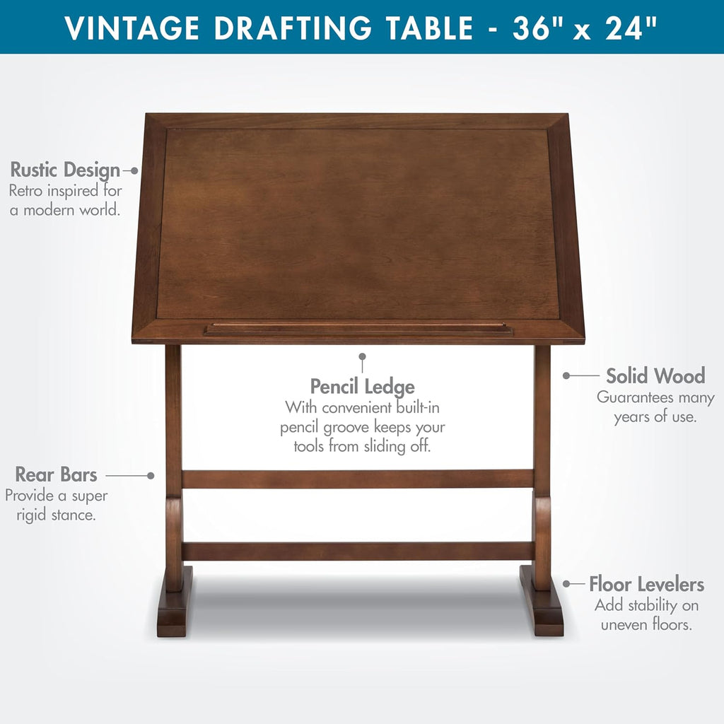 Vintage Rustic Oak Adjustable Drafting Desk