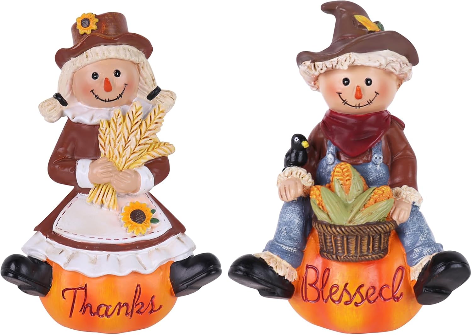 Resin Scarecrow Pumpkin Thanksgiving Fall Table Decor