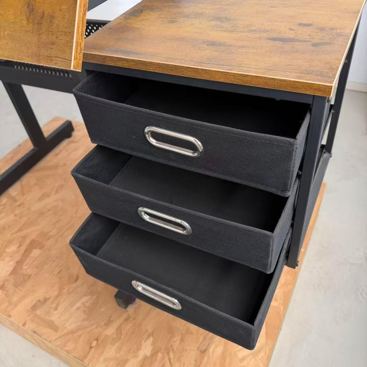Wood Tilt Art Desk With Stool Three Drawers