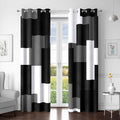 Grey Geometric Blackout Window Curtain Panels