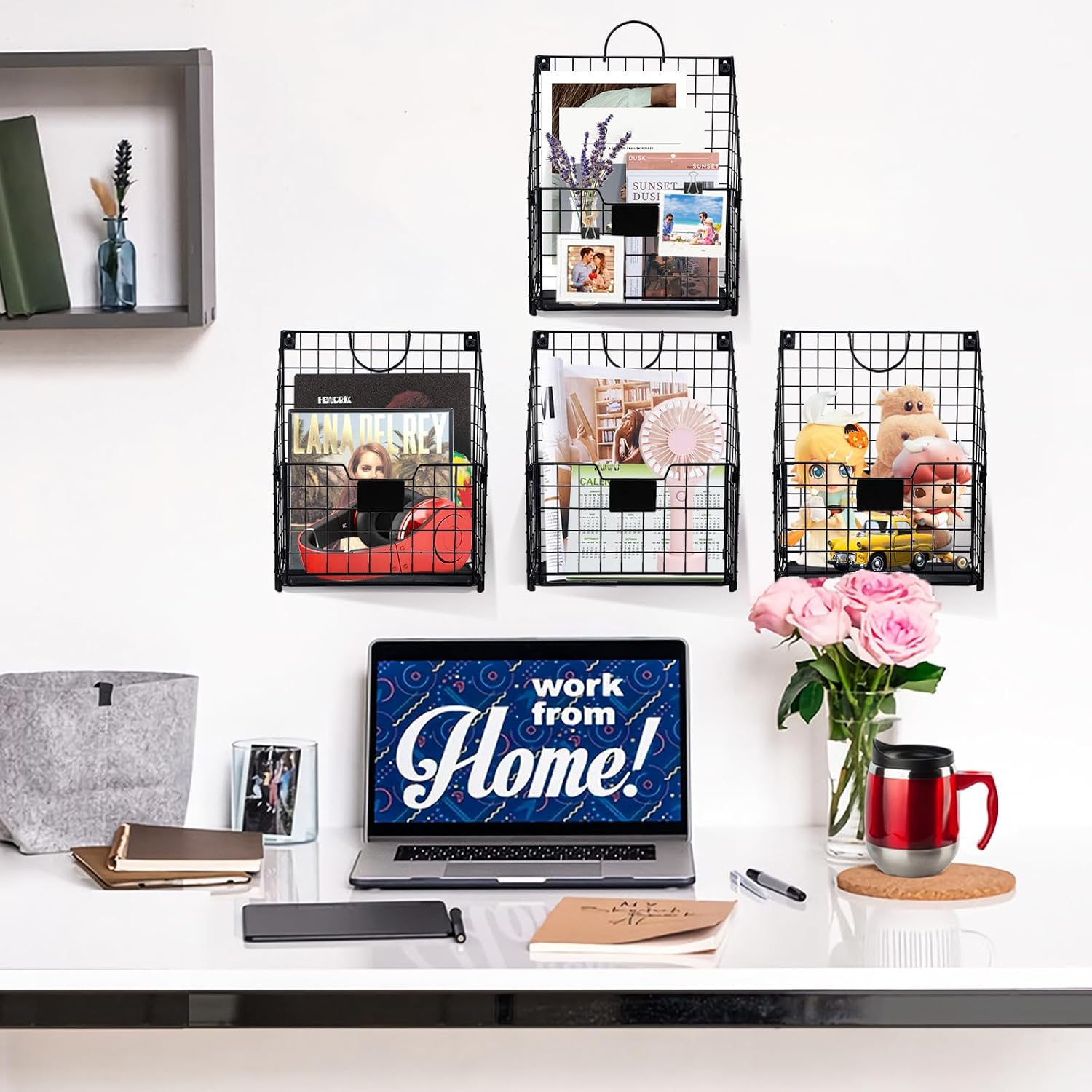 Black Metal Wall Mount File Document Organizer