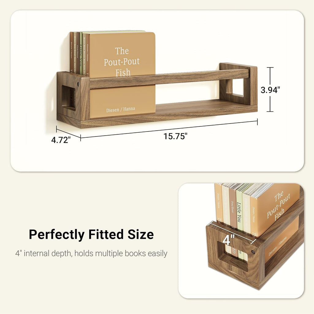 Walnut Solid Wood Floating Wall Storage Shelves