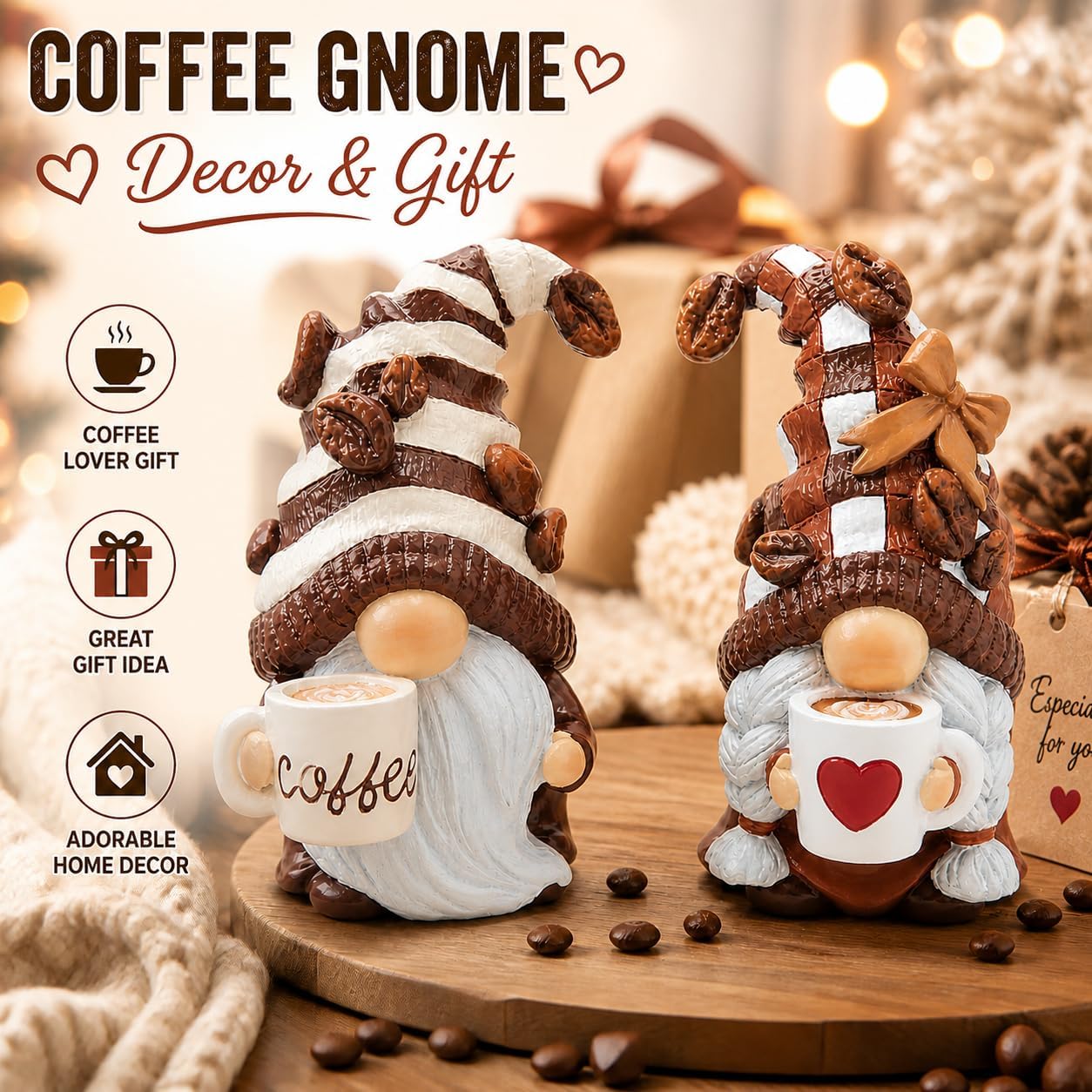 Resin Coffee Gnome Kitchen Farmhouse Decor Figurines