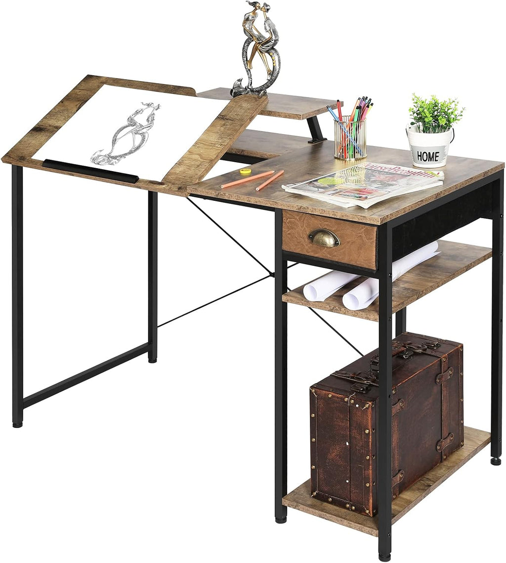 Adjustable Tilt Art Desk With Storage Drawers