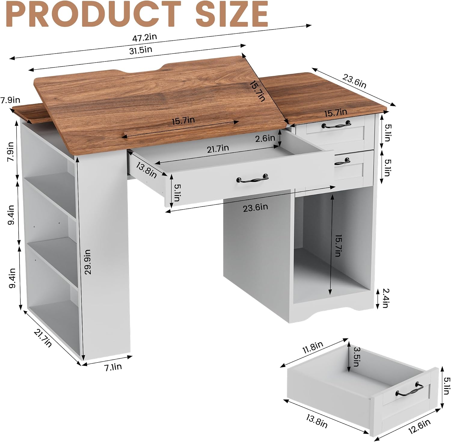 Adjustable Art Drafting Desk With Storage Cabinet