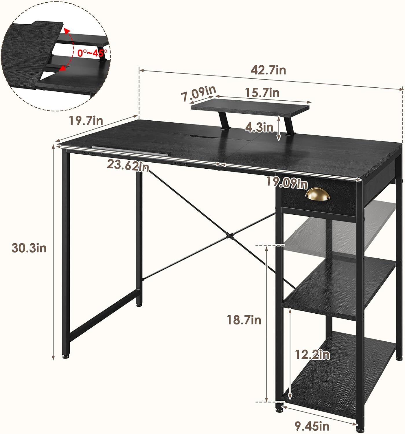 Adjustable Tilt Art Drafting Desk With Storage