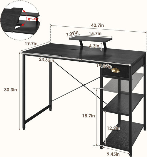 Adjustable Tilt Art Drafting Desk With Storage