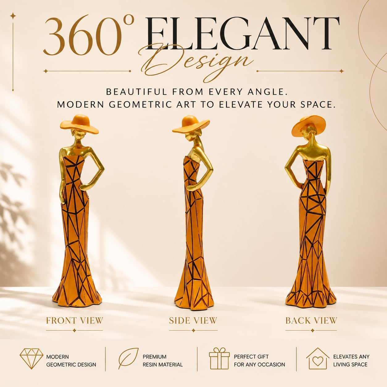Gold Abstract Female Sculpture Home Decor Figurine